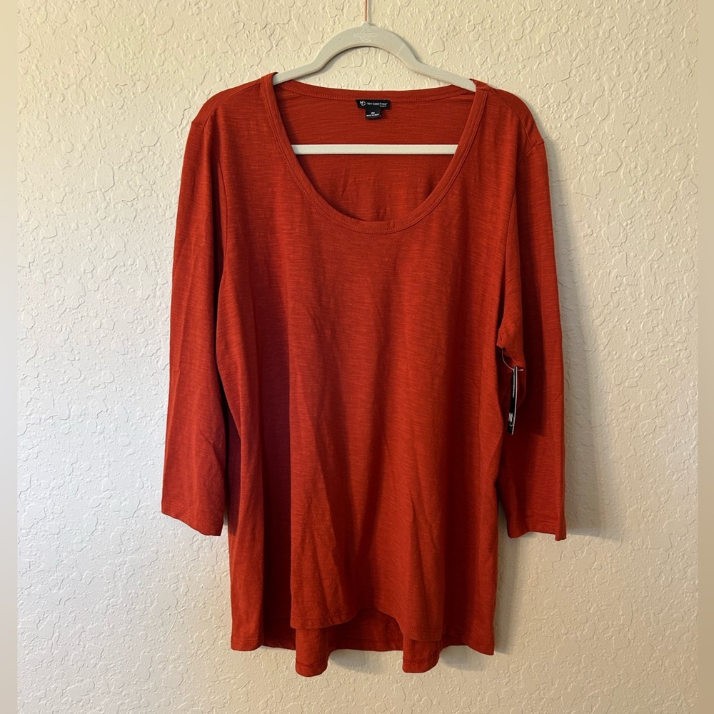 New Directions rust shirt with 3/4 sleeves, NWT, size 2X